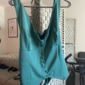 New York & Company Teal Sleeveless Top